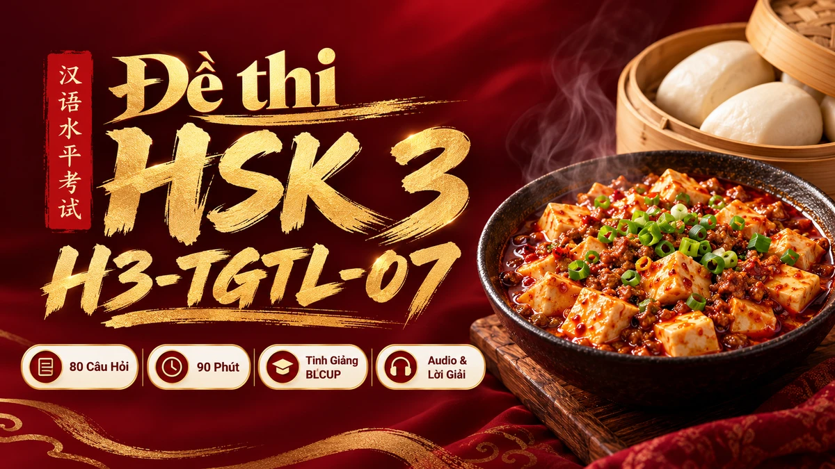 Đề thi HSK 3 mã H3-TGTL-07 PDF có đáp án & Audio (Tinh Giảng Tinh Luyện BLCUP Đề 07) - FoxHSK