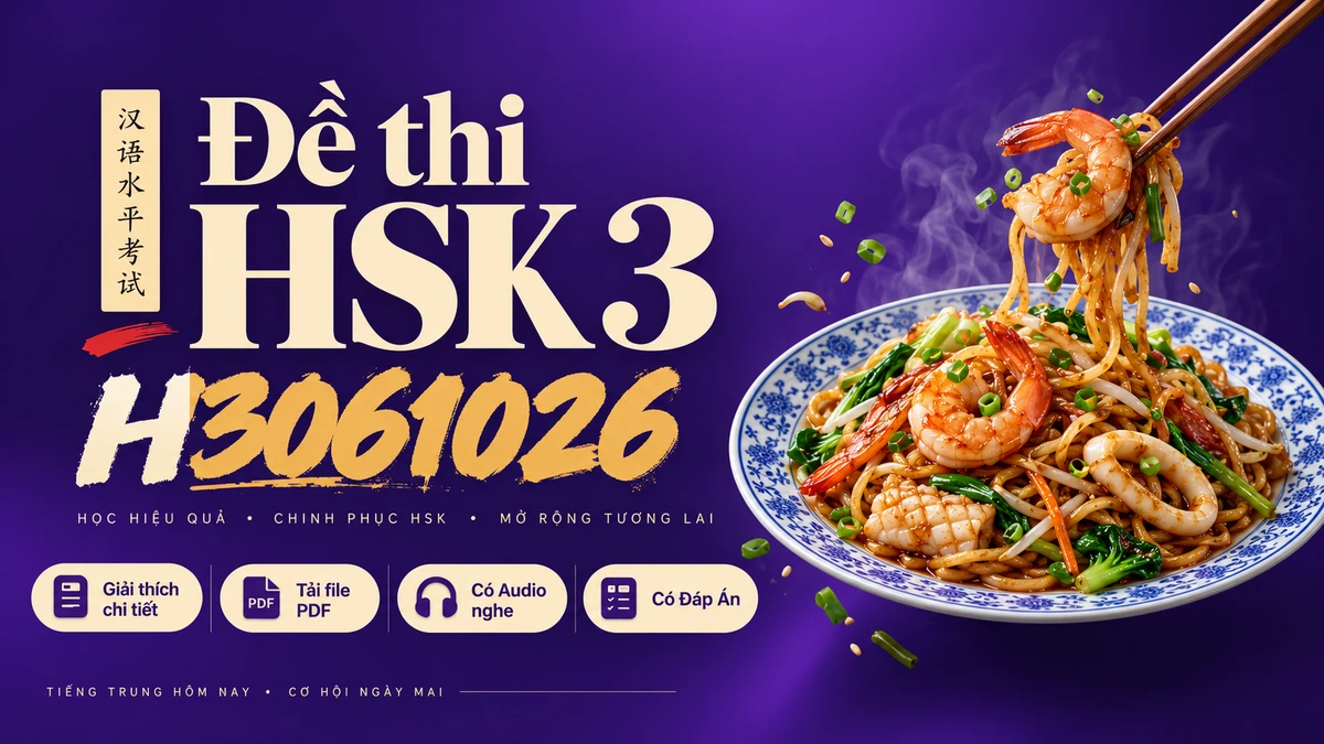 Thi Thử & Tải Đề thi HSK 3 mã H3061026 có PDF có đáp án & Audio - FoxHSK