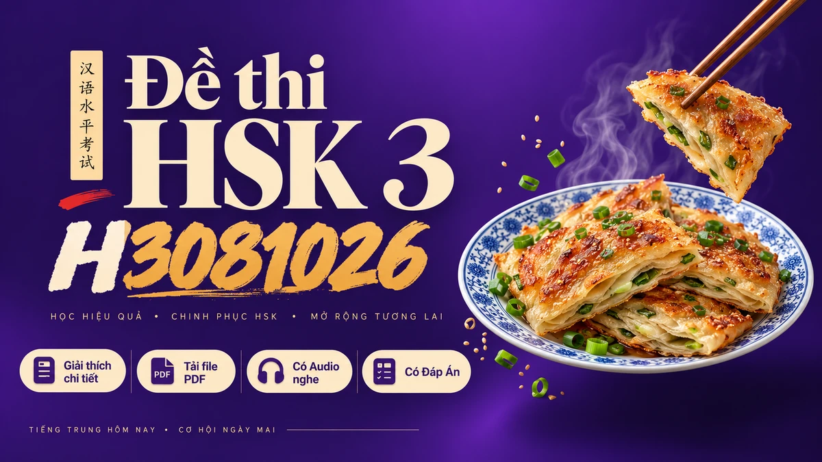 Thi Thử & Tải Đề thi HSK 3 mã H3081026 có PDF có đáp án & Audio - FoxHSK