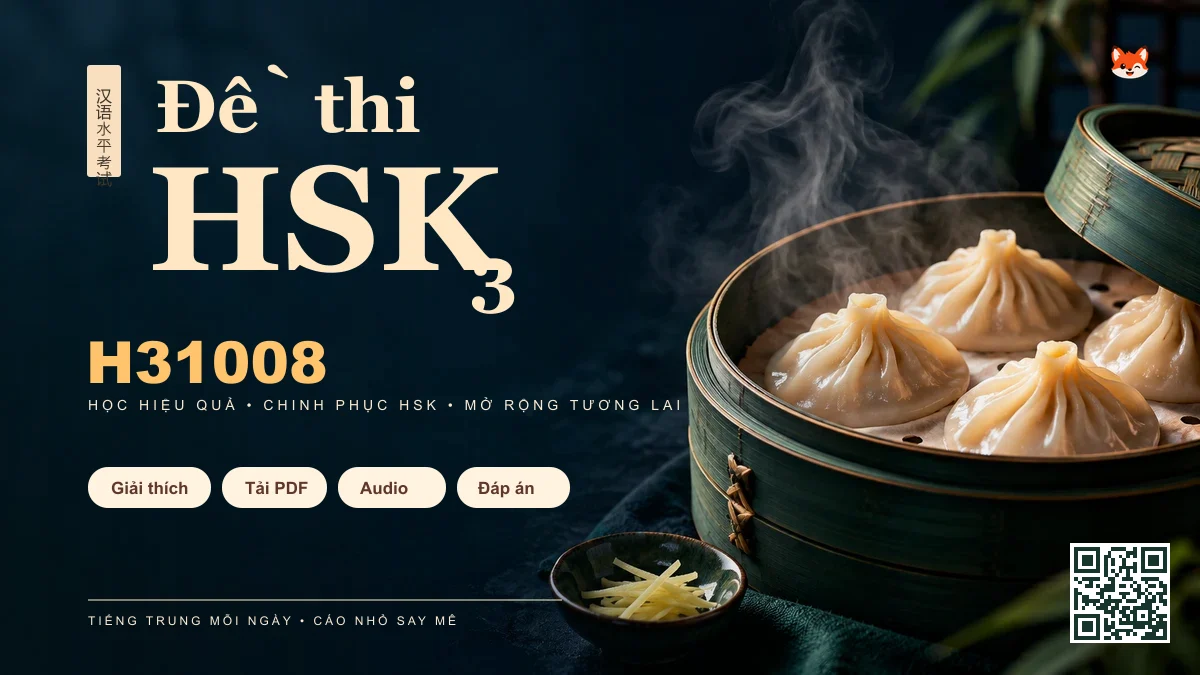 Đề thi HSK 3 mã H31008 PDF có đáp án & Audio (Mới nhất) - FoxHSK