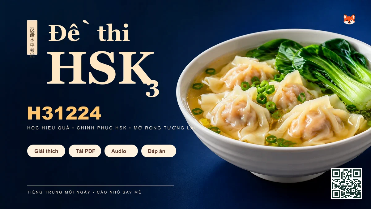 Đề thi HSK 3 mã H31224 PDF có đáp án & Audio (Mới nhất) - FoxHSK