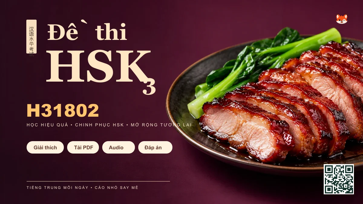 Đề thi HSK 3 mã H31802 PDF có đáp án & Audio (Mới nhất) - FoxHSK