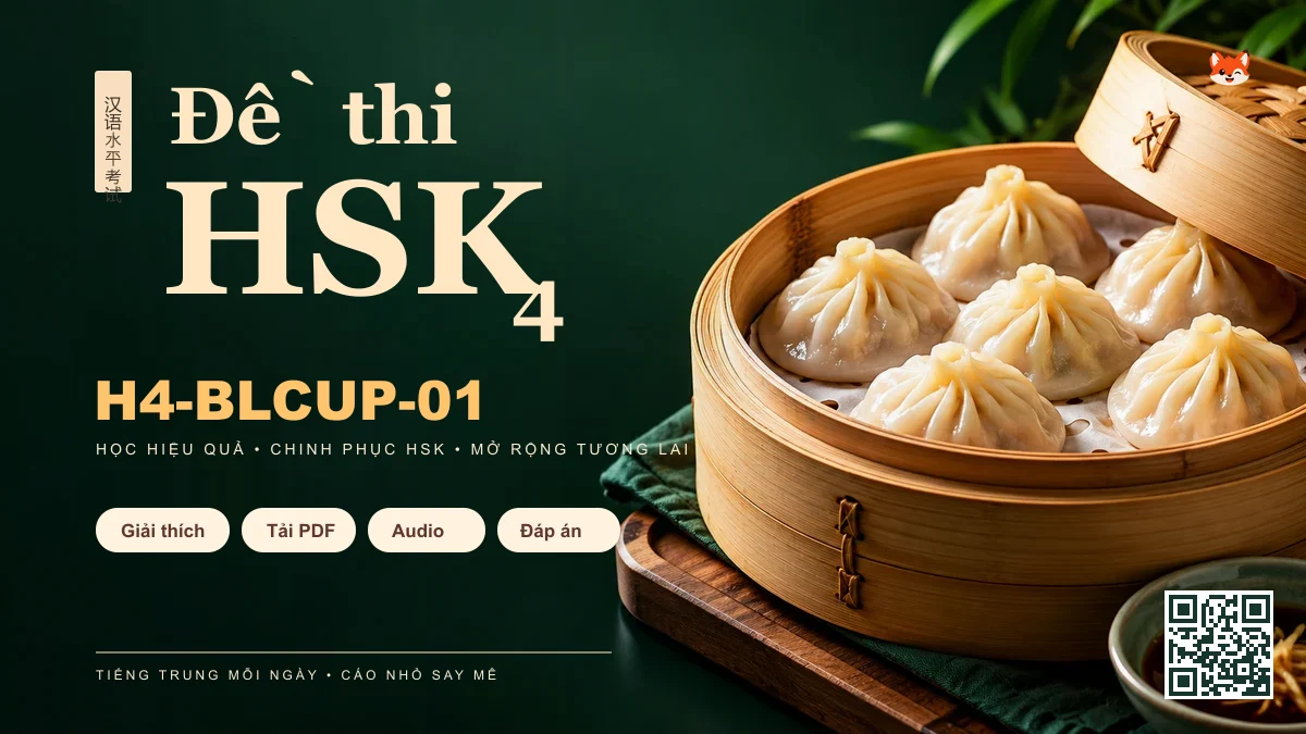 Đề thi HSK 4 mã H4-BLCUP-01 PDF có đáp án & Audio (Mới nhất) - FoxHSK