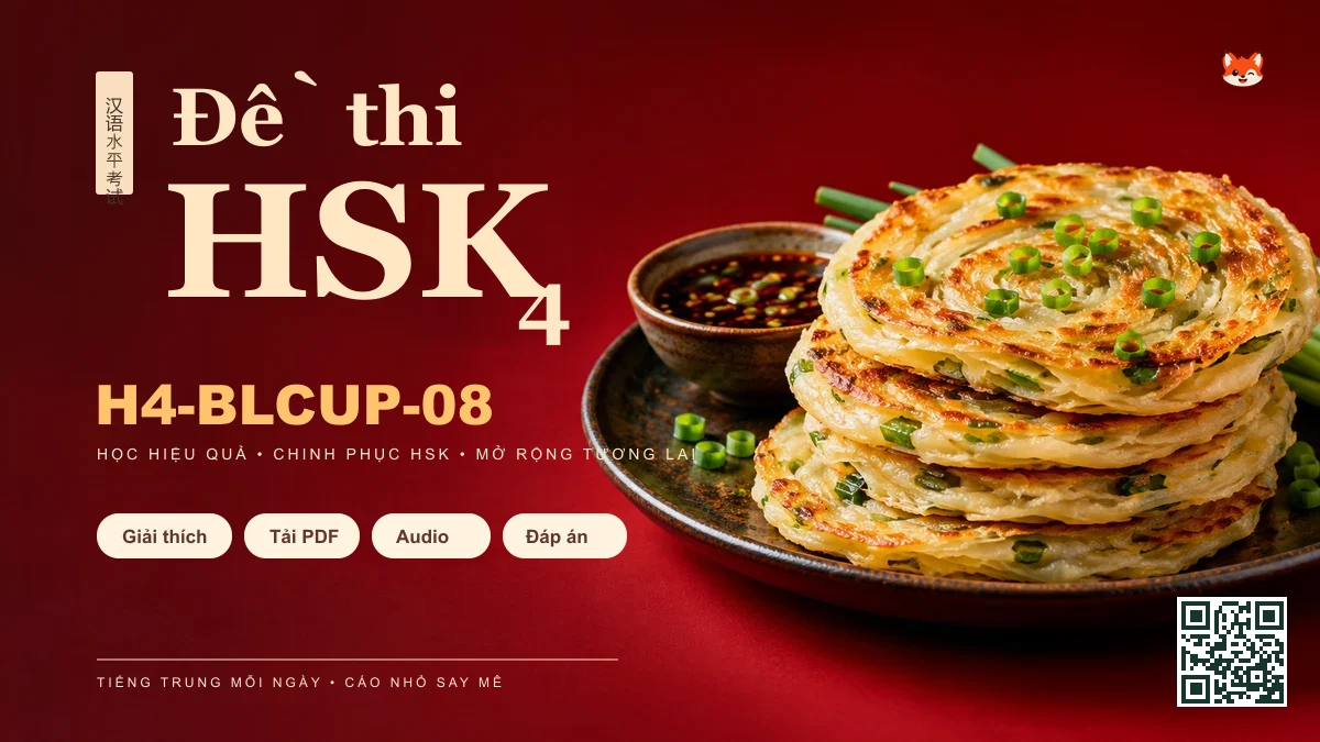 Đề thi HSK 4 mã H4-BLCUP-08 PDF có đáp án & Audio (Mới nhất) - FoxHSK