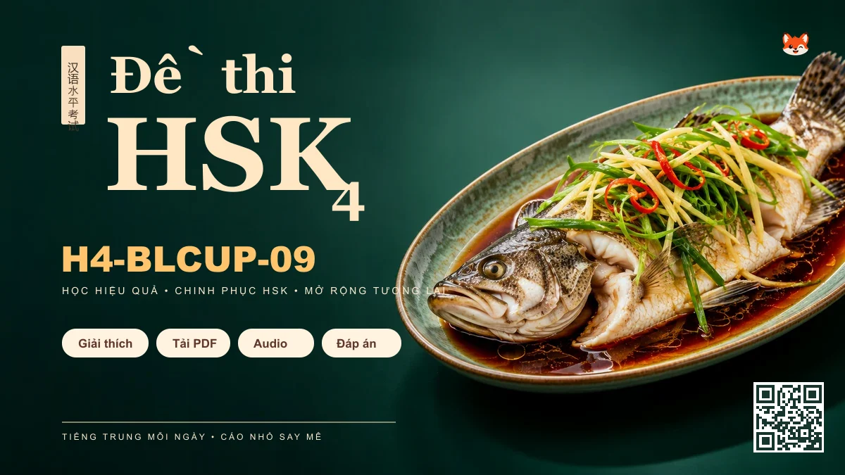 Đề thi HSK 4 mã H4-BLCUP-09 PDF có đáp án & Audio (Mới nhất) - FoxHSK