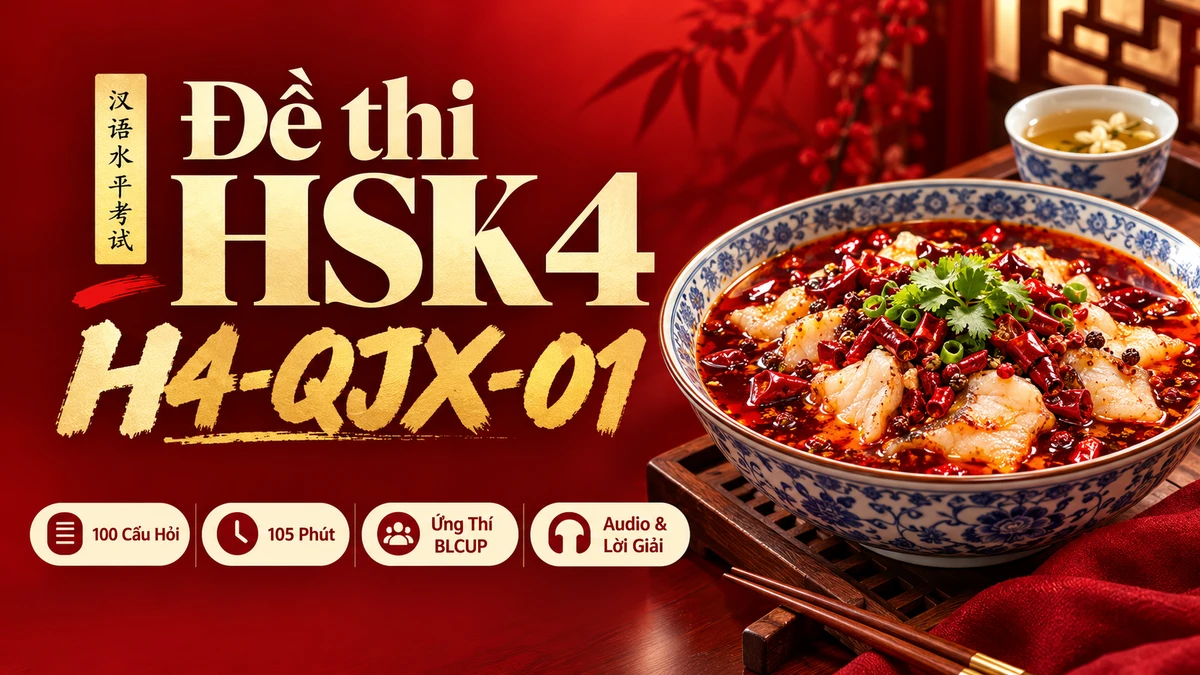 Đề thi HSK 4 mã H4-QJX-01 PDF có đáp án & Audio (Ứng Thí Toàn Giải Tích BLCUP Đề 01) - FoxHSK