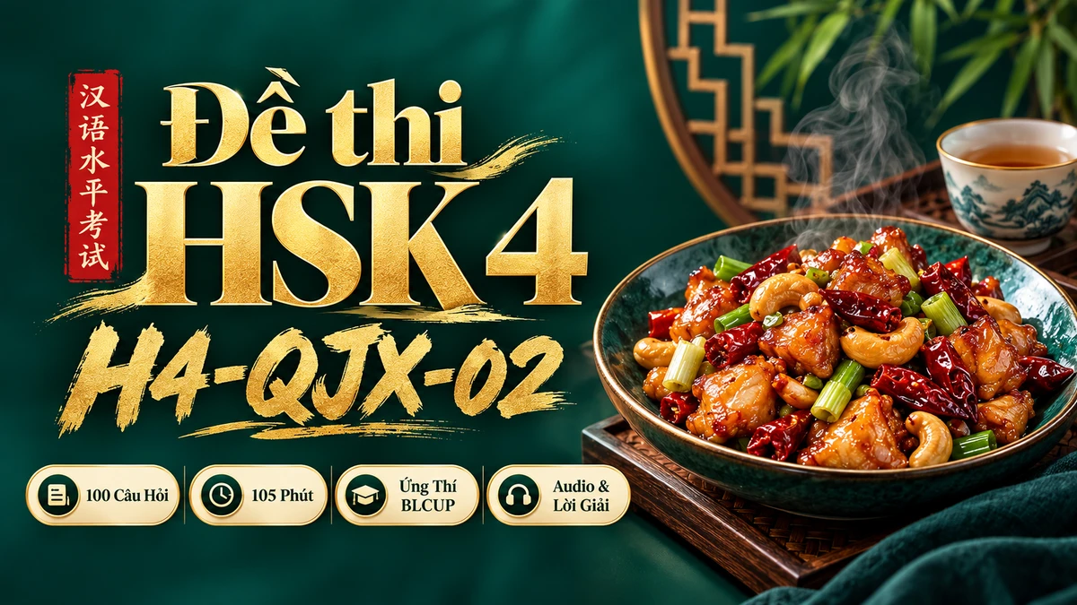 Đề thi HSK 4 mã H4-QJX-02 PDF có đáp án & Audio (Ứng Thí Toàn Giải Tích BLCUP Đề 02) - FoxHSK