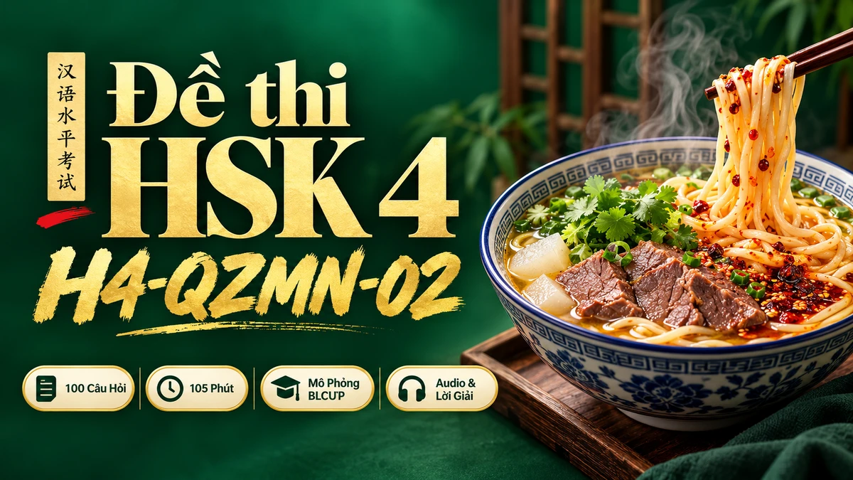 Đề thi HSK 4 mã H4-QZMN-02 PDF có đáp án & Audio (Mô Phỏng Toàn Chân BLCUP Đề 02) - FoxHSK