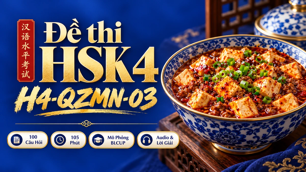 Đề thi HSK 4 mã H4-QZMN-03 PDF có đáp án & Audio (Mô Phỏng Toàn Chân BLCUP Đề 03) - FoxHSK