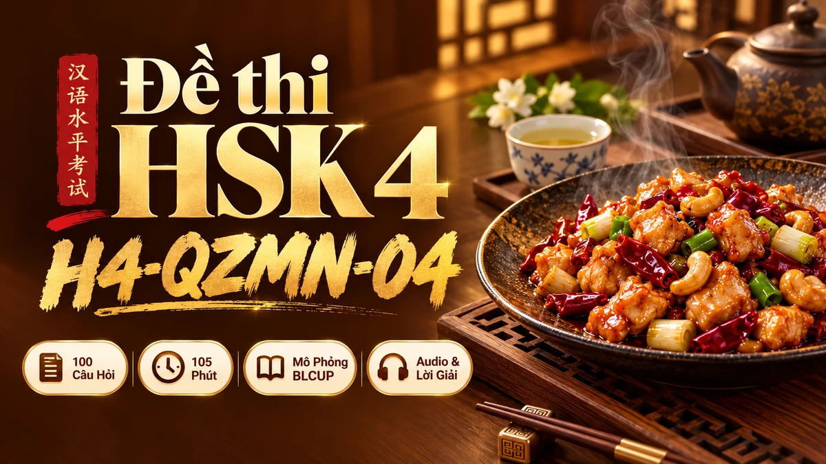 Đề thi HSK 4 mã H4-QZMN-04 PDF có đáp án & Audio (Mô Phỏng Toàn Chân BLCUP Đề 04) - FoxHSK