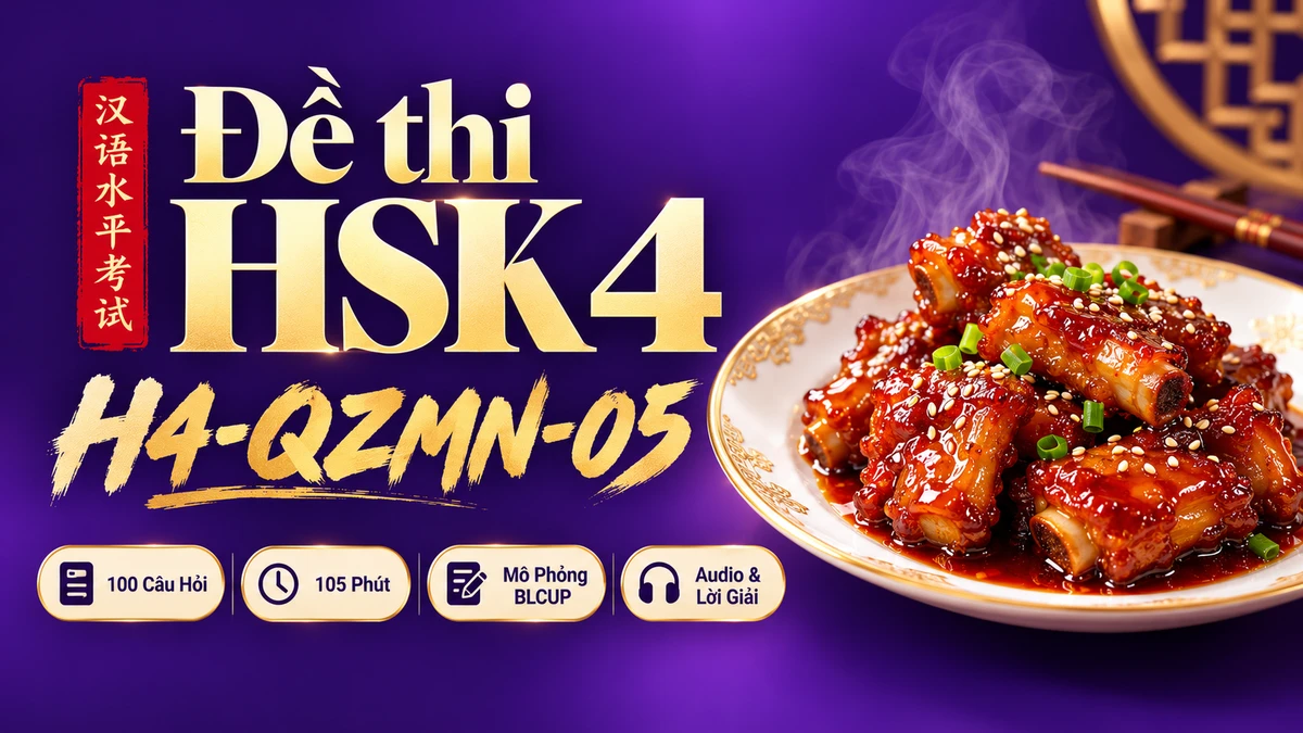 Đề thi HSK 4 mã H4-QZMN-05 PDF có đáp án & Audio (Mô Phỏng Toàn Chân BLCUP Đề 05) - FoxHSK