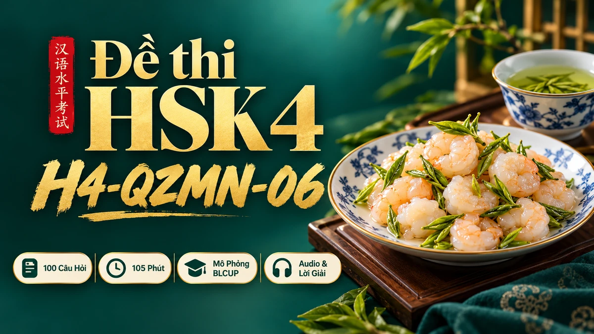 Đề thi HSK 4 mã H4-QZMN-06 PDF có đáp án & Audio (Mô Phỏng Toàn Chân BLCUP Đề 06) - FoxHSK
