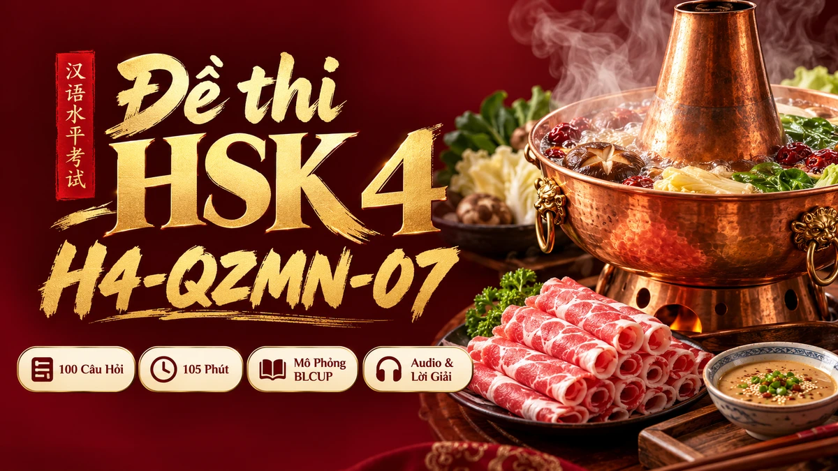 Đề thi HSK 4 mã H4-QZMN-07 PDF có đáp án & Audio (Mô Phỏng Toàn Chân BLCUP Đề 07) - FoxHSK