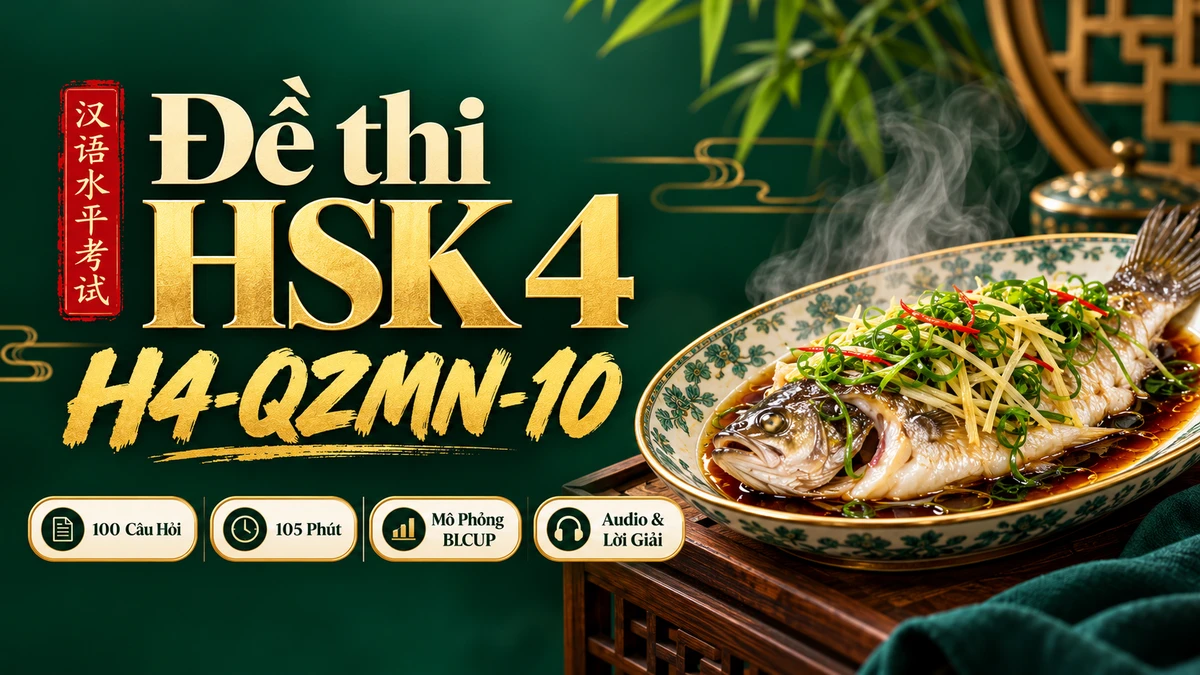 Đề thi HSK 4 mã H4-QZMN-10 PDF có đáp án & Audio (Mô Phỏng Toàn Chân BLCUP Đề 10) - FoxHSK