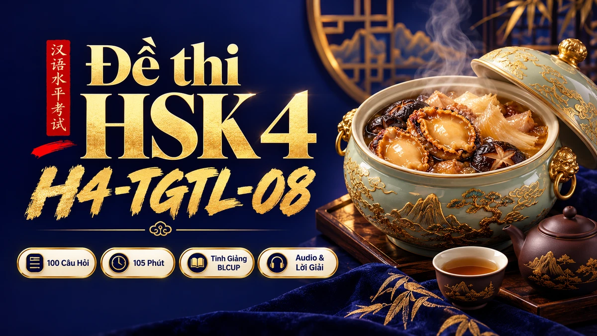 Đề thi HSK 4 mã H4-TGTL-08 PDF có đáp án & Audio (Tinh Giảng Tinh Luyện BLCUP Đề 08) - FoxHSK
