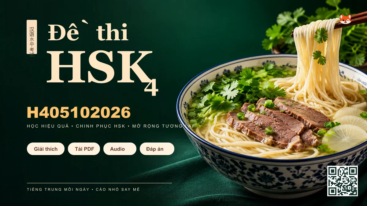 Thi Thử & Tải Đề thi HSK 4 mã H405102026 có PDF có đáp án & Audio - FoxHSK