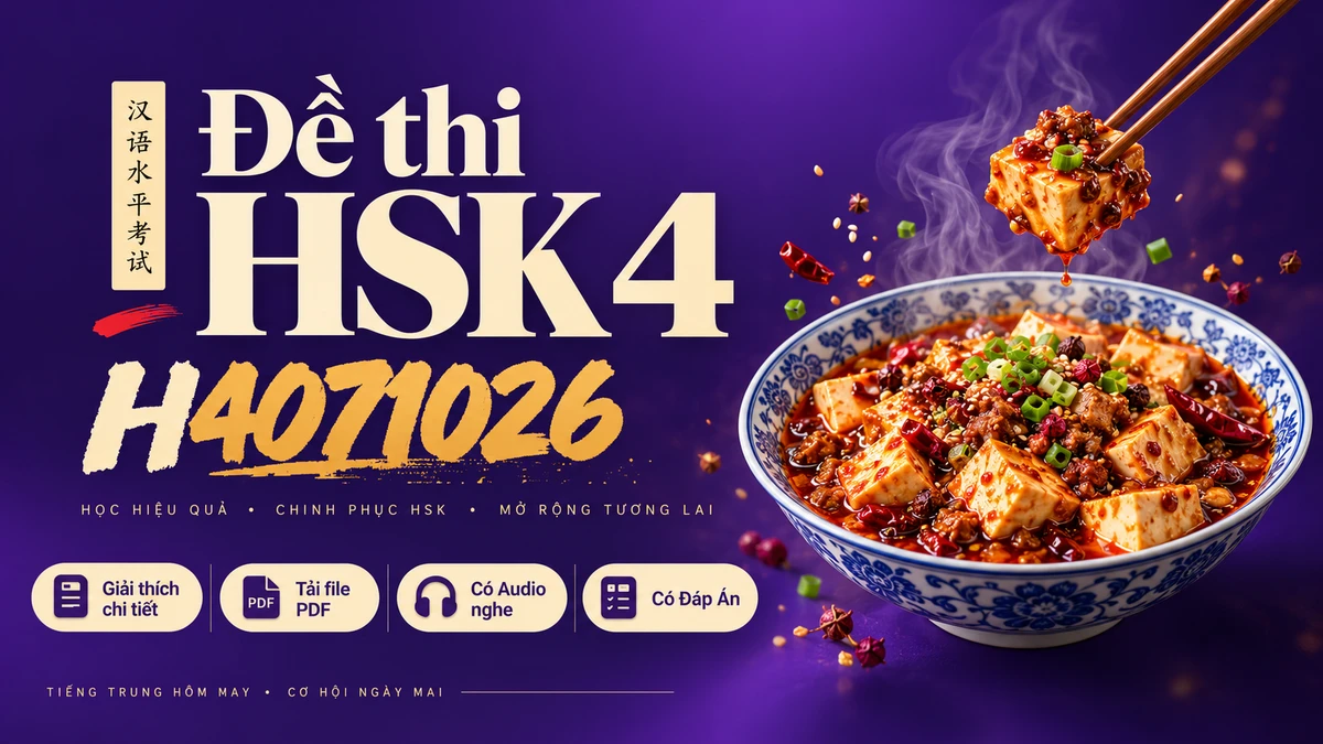 Thi Thử & Tải Đề thi HSK 4 mã H4071026 có PDF có đáp án & Audio - FoxHSK