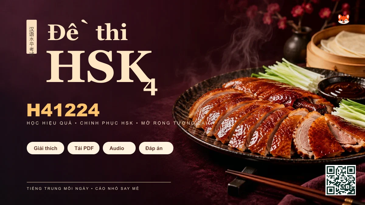 Đề thi HSK 4 mã H41224 PDF có đáp án & Audio (Mới nhất) - FoxHSK