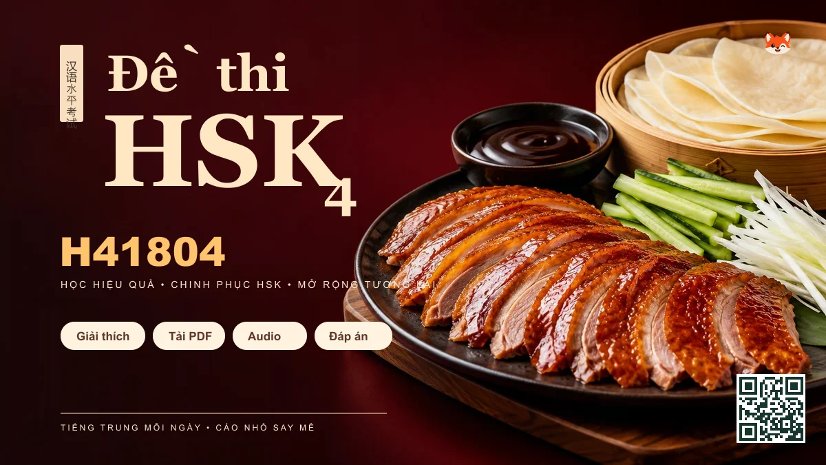 Đề thi HSK 4 mã H41804 PDF có đáp án & Audio (Mới nhất) - FoxHSK