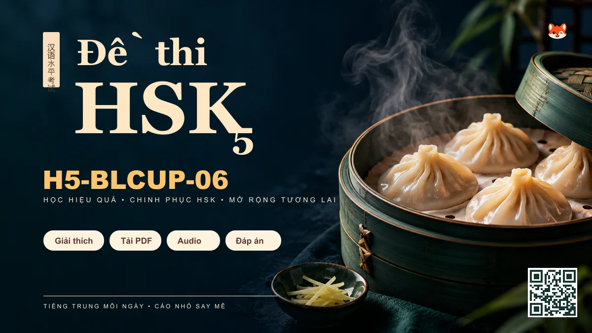 Đề thi HSK 5 mã H5-BLCUP-06 PDF có đáp án & Audio (Mới nhất) - FoxHSK