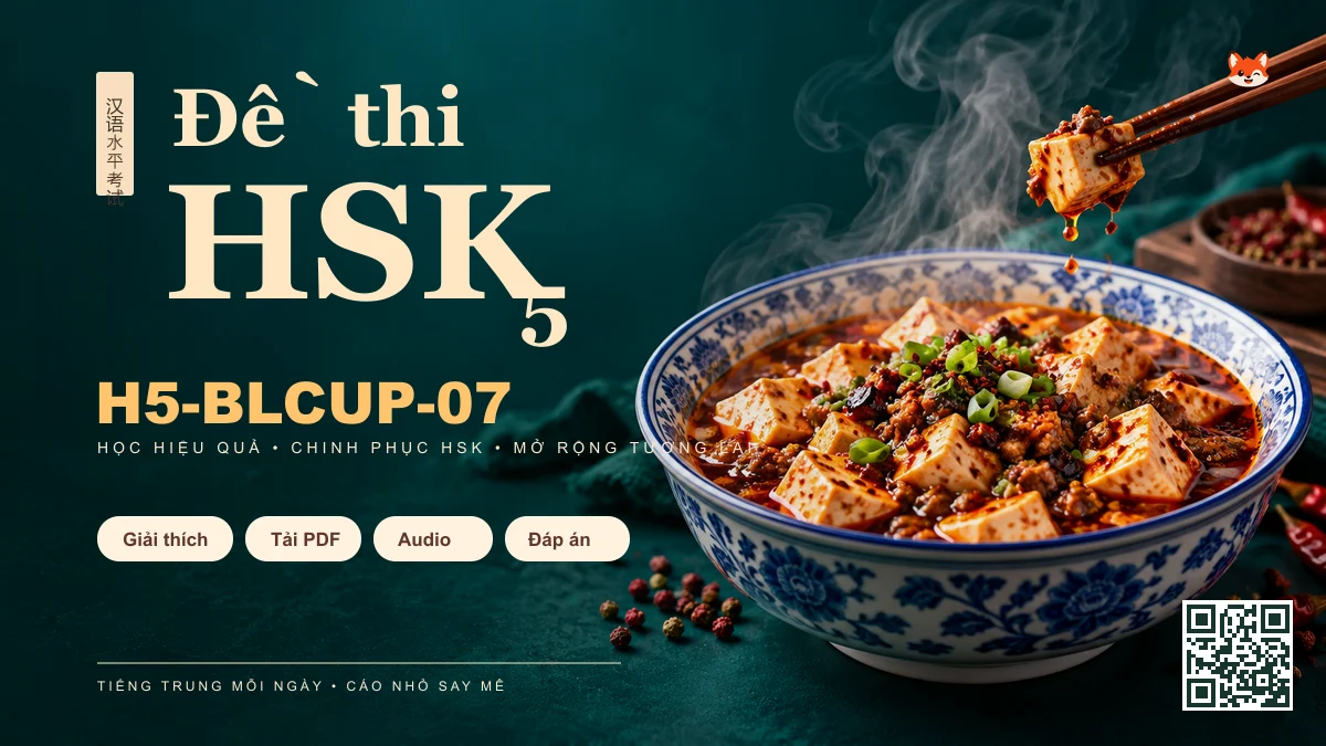 Đề thi HSK 5 mã H5-BLCUP-07 PDF có đáp án & Audio (Mới nhất) - FoxHSK
