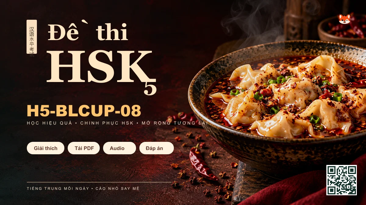 Đề thi HSK 5 mã H5-BLCUP-08 PDF có đáp án & Audio (Mới nhất) - FoxHSK
