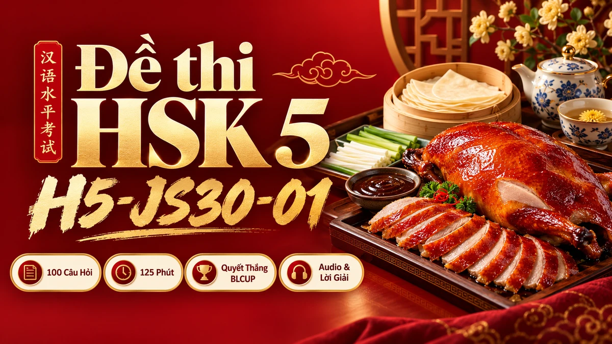 Đề thi HSK 5 mã H5-JS30-01 PDF có đáp án & Audio (Quyết Thắng 30 Ngày BLCUP Đề 01) - FoxHSK