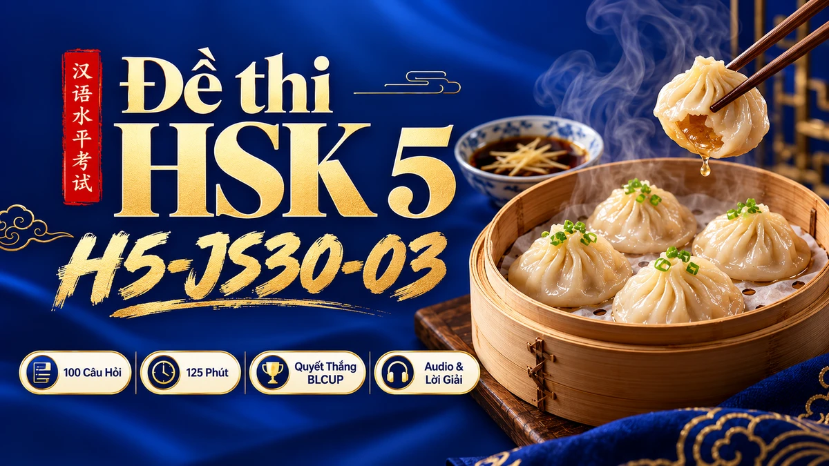 Đề thi HSK 5 mã H5-JS30-03 PDF có đáp án & Audio (Quyết Thắng 30 Ngày BLCUP Đề 03) - FoxHSK