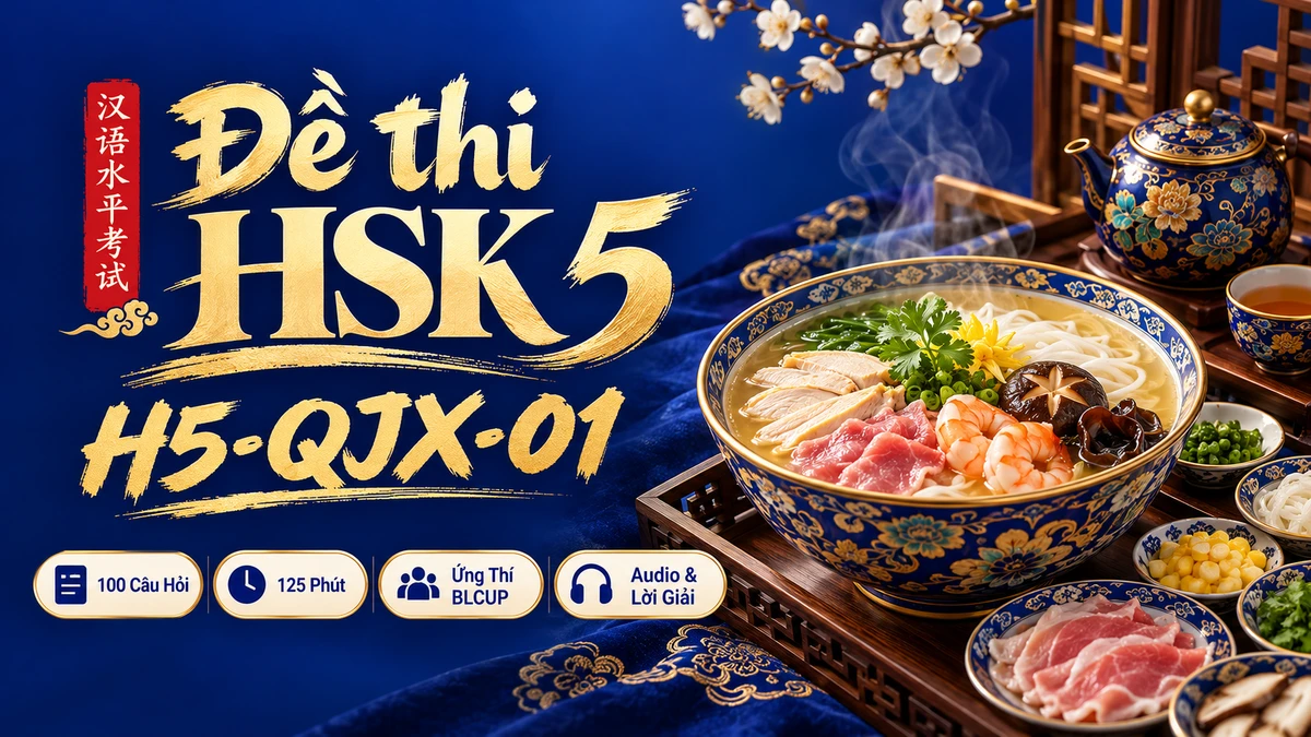Đề thi HSK 5 mã H5-QJX-01 PDF có đáp án & Audio (Ứng Thí Toàn Giải Tích BLCUP Đề 01) - FoxHSK