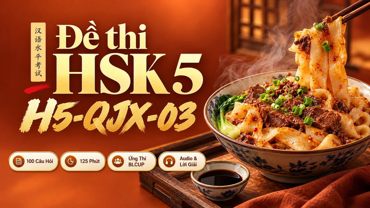 Đề thi HSK 5 mã H5-QJX-03 PDF có đáp án & Audio (Ứng Thí Toàn Giải Tích BLCUP Đề 03) - FoxHSK