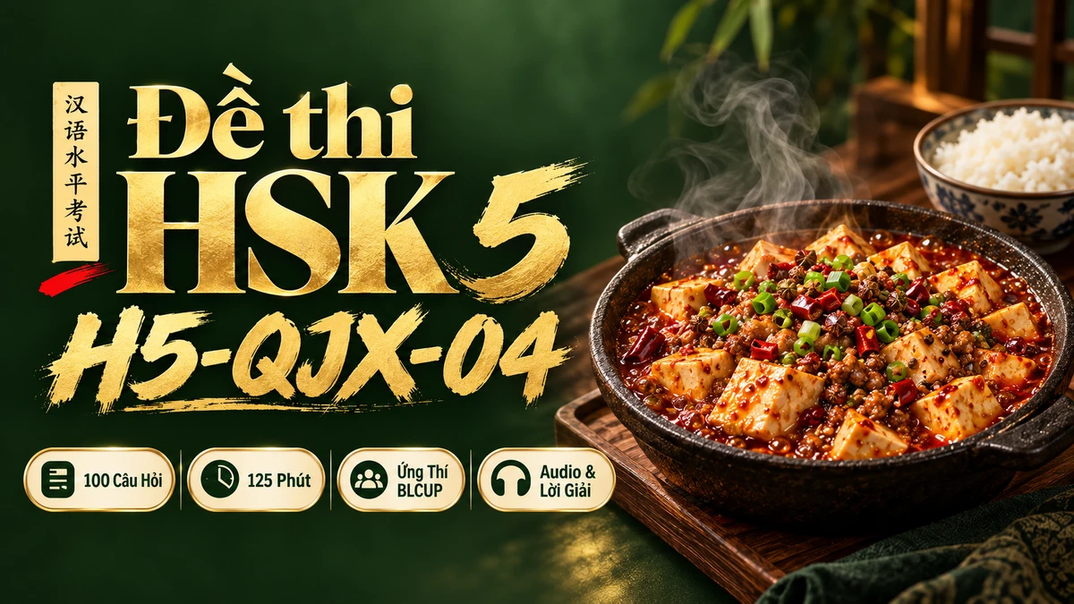 Đề thi HSK 5 mã H5-QJX-04 PDF có đáp án & Audio (Ứng Thí Toàn Giải Tích BLCUP Đề 04) - FoxHSK