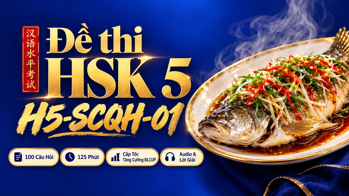 Đề thi HSK 5 mã H5-SCQH-01 PDF có đáp án & Audio (Cấp Tốc Tăng Cường BLCUP Đề 01) - FoxHSK