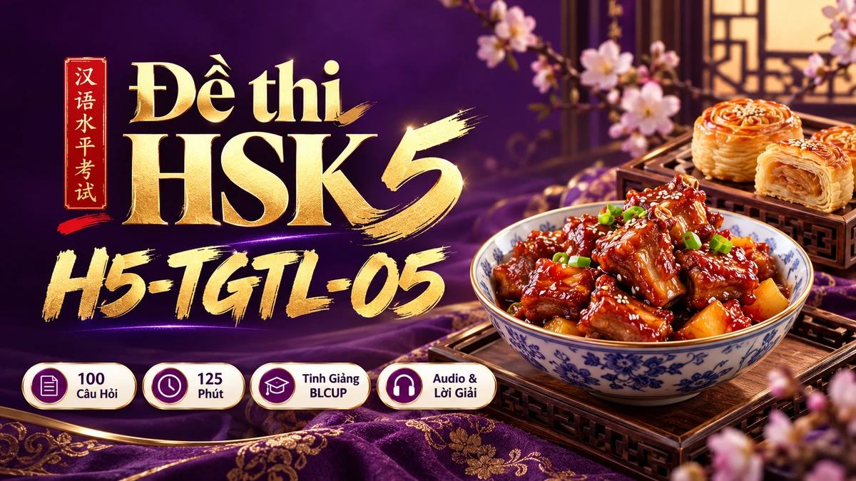 Đề thi HSK 5 mã H5-TGTL-05 PDF có đáp án & Audio (Tinh Giảng Tinh Luyện BLCUP Đề 05) - FoxHSK