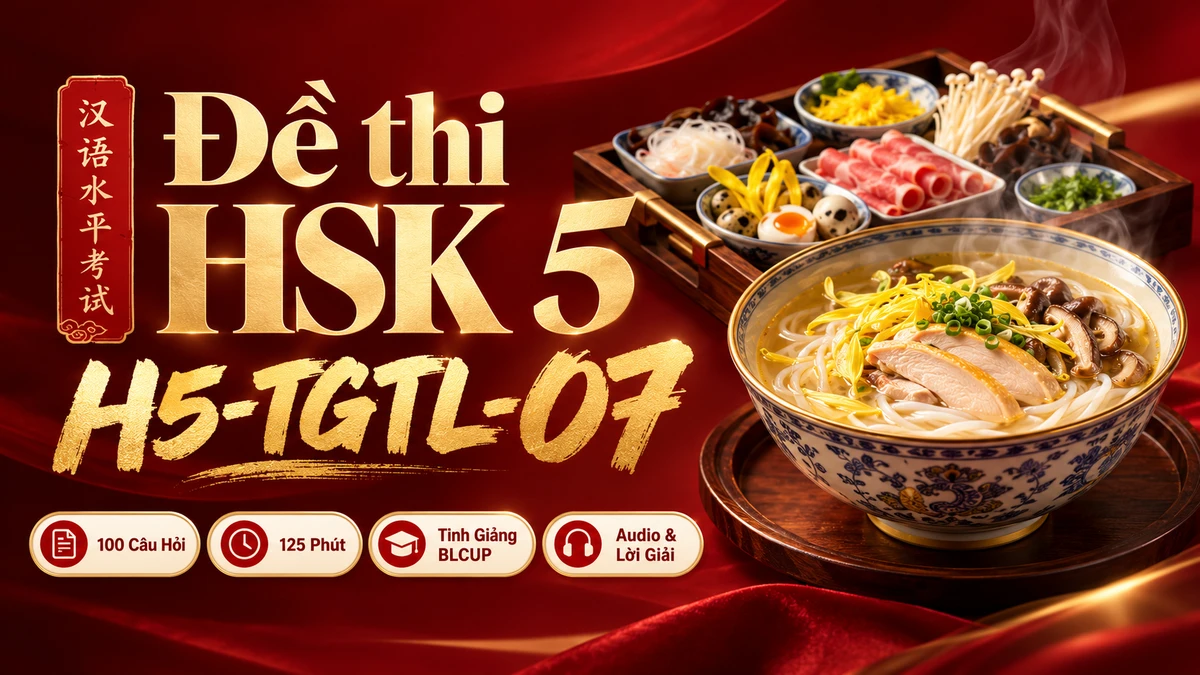 Đề thi HSK 5 mã H5-TGTL-07 PDF có đáp án & Audio (Tinh Giảng Tinh Luyện BLCUP Đề 07) - FoxHSK