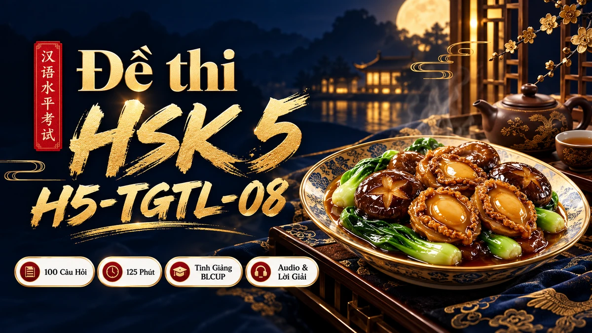 Đề thi HSK 5 mã H5-TGTL-08 PDF có đáp án & Audio (Tinh Giảng Tinh Luyện BLCUP Đề 08) - FoxHSK