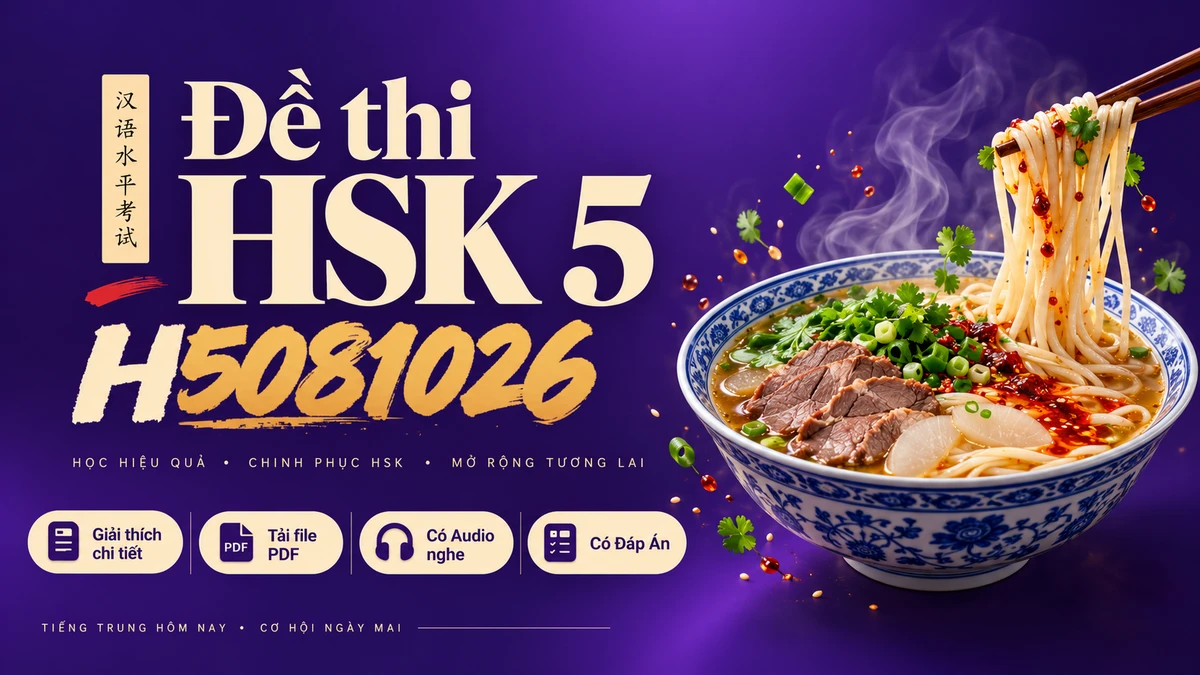 Đề thi HSK 5 mã H5081026 PDF có đáp án & Audio (Mới nhất) - FoxHSK