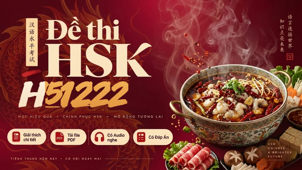 Đề thi HSK 5 mã H51222 PDF có đáp án & Audio (Mới nhất) - FoxHSK