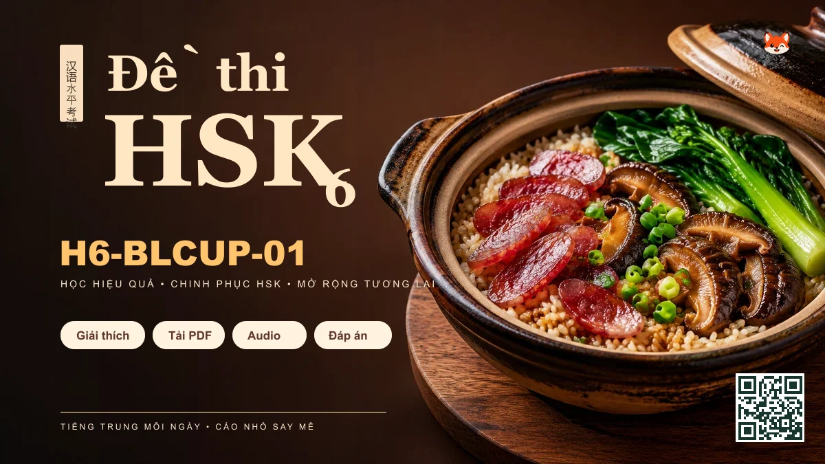 Đề thi HSK 6 mã H6-BLCUP-01 PDF có đáp án & Audio (Mới nhất) - FoxHSK