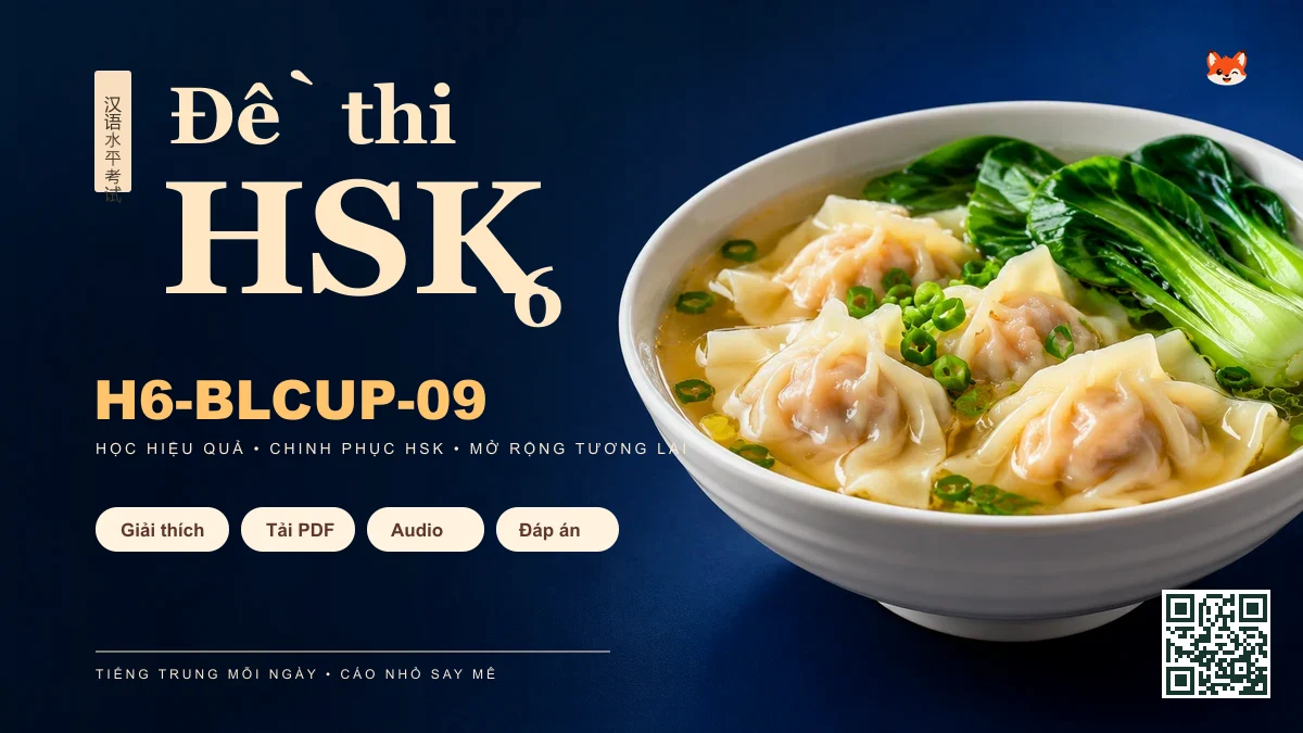 Đề thi HSK 6 mã H6-BLCUP-09 PDF có đáp án & Audio (Mới nhất) - FoxHSK