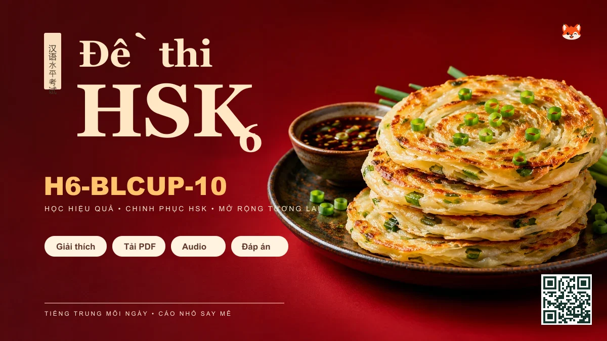 Đề thi HSK 6 mã H6-BLCUP-10 PDF có đáp án & Audio (Mới nhất) - FoxHSK