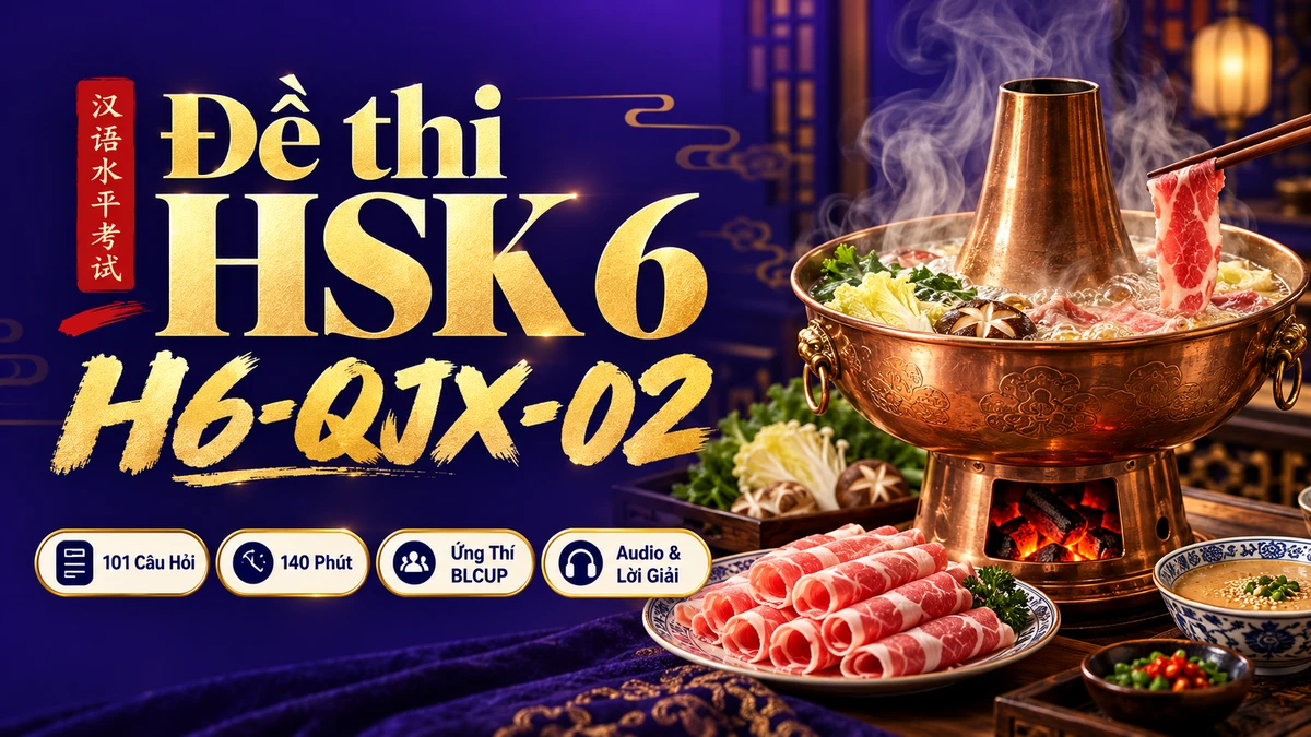 Đề thi HSK 6 mã H6-QJX-02 PDF có đáp án & Audio (Ứng Thí Toàn Giải Tích BLCUP Đề 02) - FoxHSK