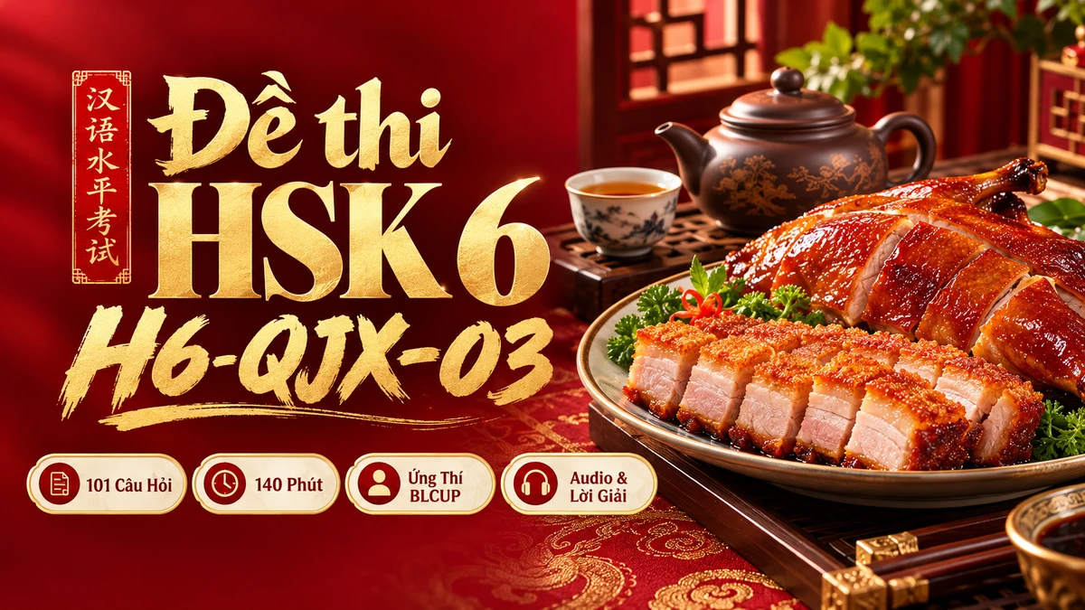 Đề thi HSK 6 mã H6-QJX-03 PDF có đáp án & Audio (Ứng Thí Toàn Giải Tích BLCUP Đề 03) - FoxHSK