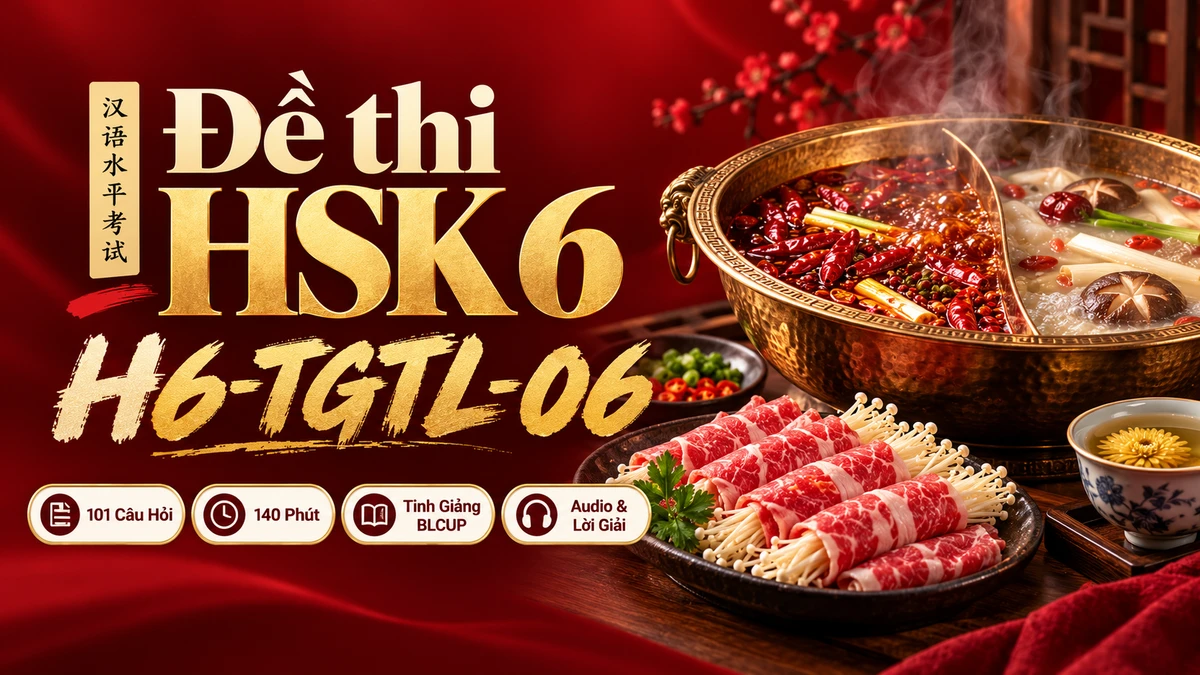 Đề thi HSK 6 mã H6-TGTL-06 PDF có đáp án & Audio (Tinh Giảng Tinh Luyện BLCUP Đề 06) - FoxHSK