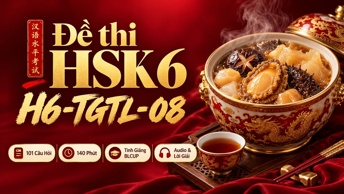 Đề thi HSK 6 mã H6-TGTL-08 PDF có đáp án & Audio (Tinh Giảng Tinh Luyện BLCUP Đề 08) - FoxHSK