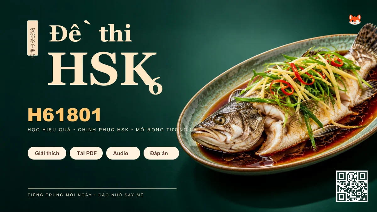 Đề thi HSK 6 mã H61801 PDF có đáp án & Audio (Mới nhất) - FoxHSK