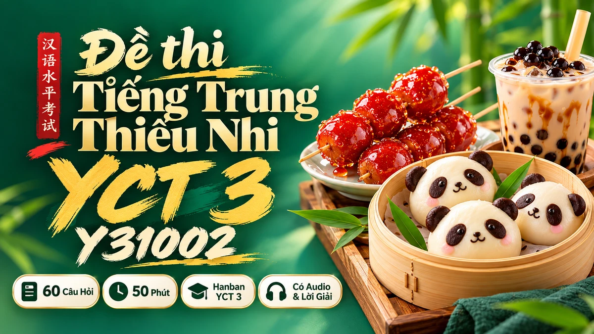 Đề Thi Tiếng Trung Thiếu Nhi YCT 3 Mã Đề Y31002 - FoxHSK