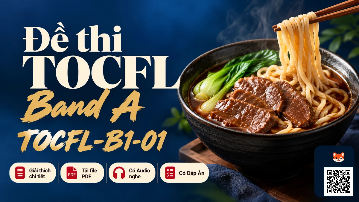 Đề Thi Năng Lực Hoa Ngữ TOCFL Band A Mã Đề TOCFL-B1-01 Kèm Audio & Đáp Án - FoxHSK