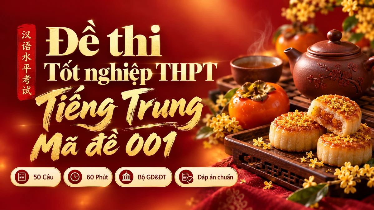 Đề Thi Tốt Nghiệp THPT Tiếng Trung Chuẩn Hóa Mã Đề 001 (Đáp Án & Giải Chi Tiết 50 Câu) - FoxHSK