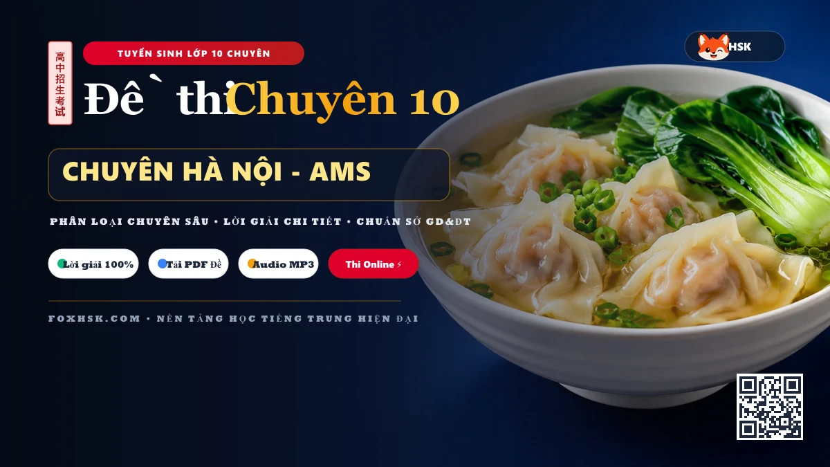 Đề Thi Tuyển Sinh Lớp 10 Chuyên Tiếng Trung — THPT Chuyên Hà Nội - Amsterdam (Bộ 2) - FoxHSK
