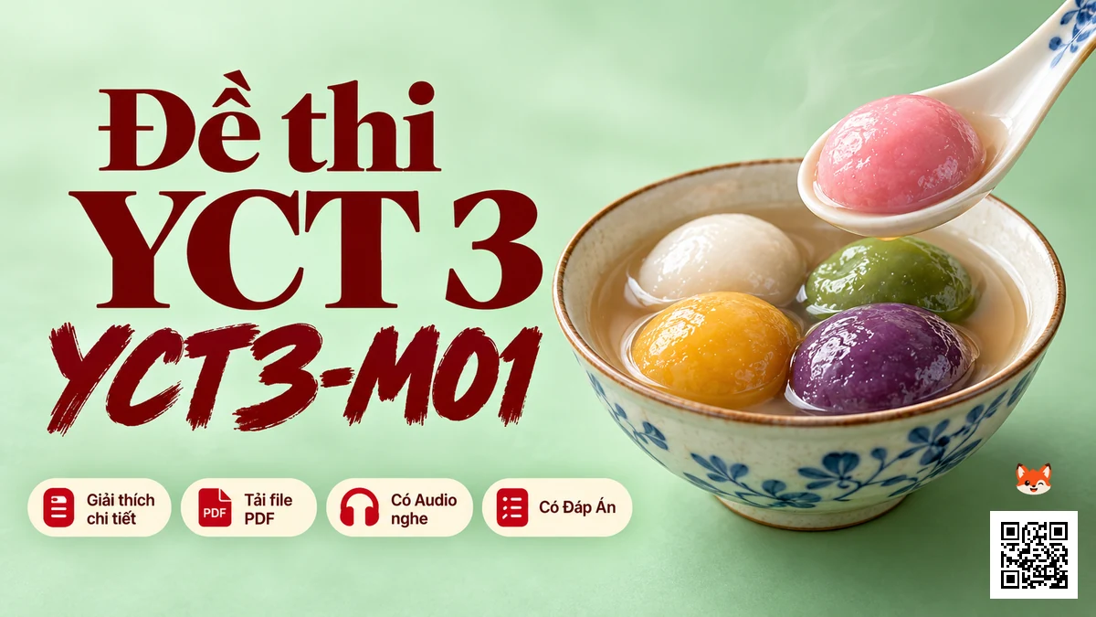 Đề Thi Tiếng Trung Thiếu Nhi YCT 3 — Mã Đề M01 (Chuẩn Quốc Tế) - FoxHSK